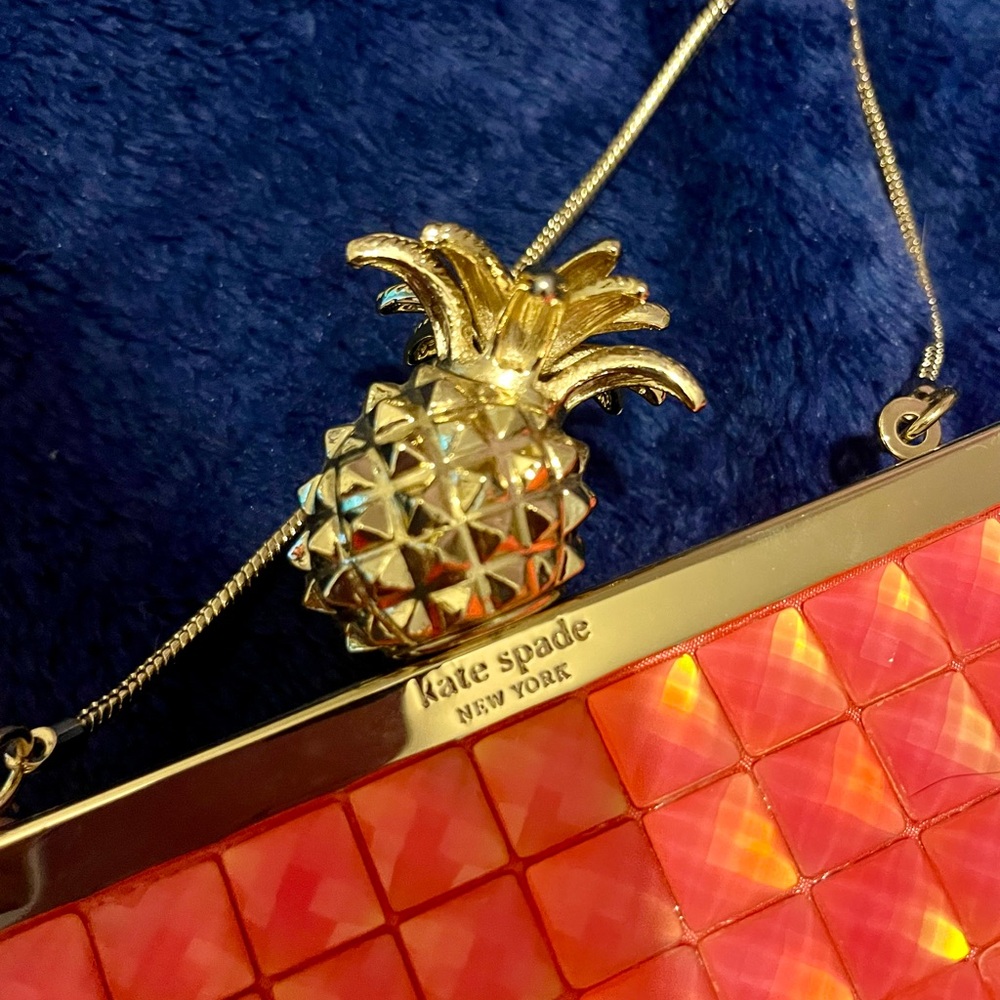 Kate Spade Pink and Gold Pineapple Clutch